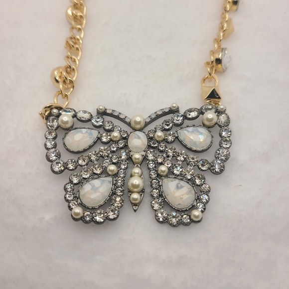 Betsey Johnson Betseyton Gold & Hematite Tone Butterfly Statement Neckla… - Picture 2 of 4